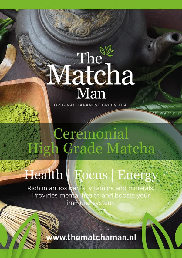 etiket 'Ceremonial High Grade Matcha' van The Matcha Man (25 gram) uit Japan 