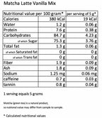 Ingrediëntenlijst voor 'Matcha for Latte Vanilla'
