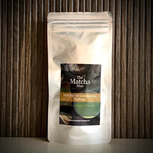 hersluitbaar zakje 'Matcha-Iri Genmaicha' uit Japan van The Matcha Man