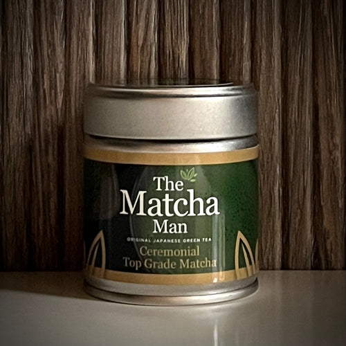 Zilverkleurig potje 'Ceremonial Top Grade Matcha' van The Matcha Man (30 gram).