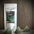 Hersluitbaar zakje 'encha Teabags' uit Japan van The Matcha Man en drie piramide buideltjes.